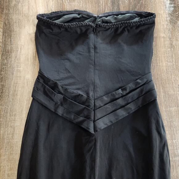 Retrofete Black Strapless Maxi Dress XS? Braided Hems Sample Thigh High Slit - Picture 6 of 9